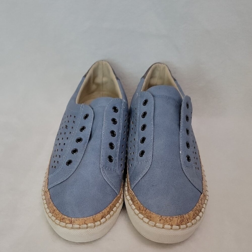 Jolimall Light Blue Slip Ons Cork Trim Size  9